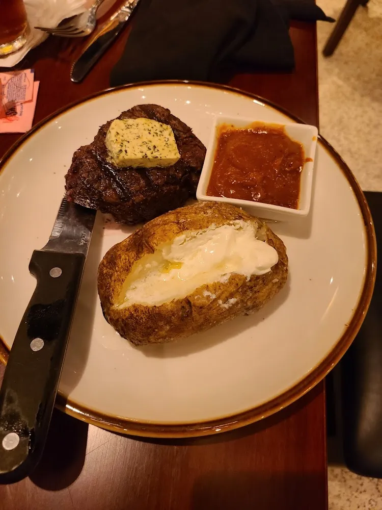 Filet Mignon with House Steak Sauce and Baked Potato